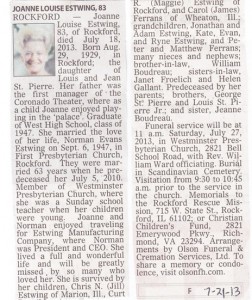 Joanne St. Pierre Estwing obituary