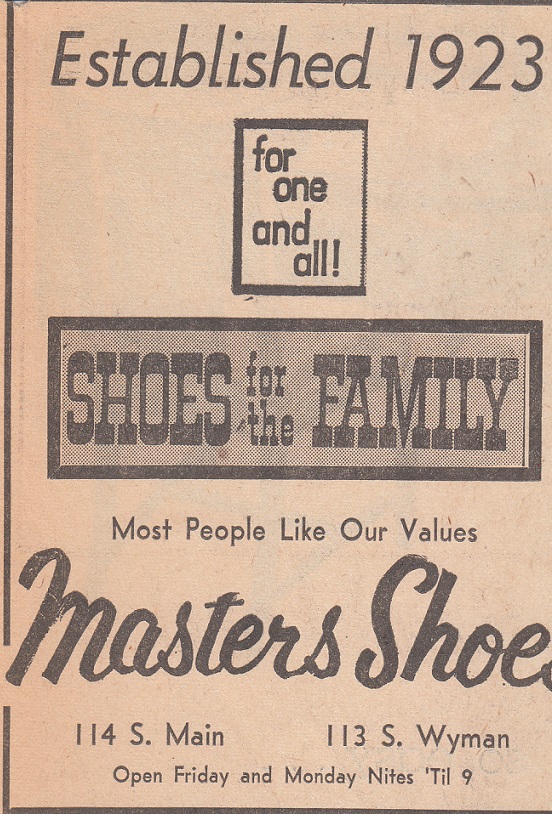 Masters Shoes 1962 ad RPL's Local History